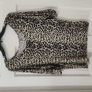 CHARLOTTE RUSSE - Cheetah Print Mid Sleeve Top, Flowy, Lightweight, Size S